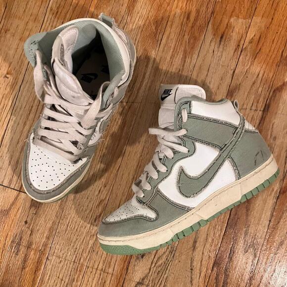 Women's Dunk High 1985 Enamel Green DV1143-300‎ Retro Hightop Sneakers - Picture 1 of 8